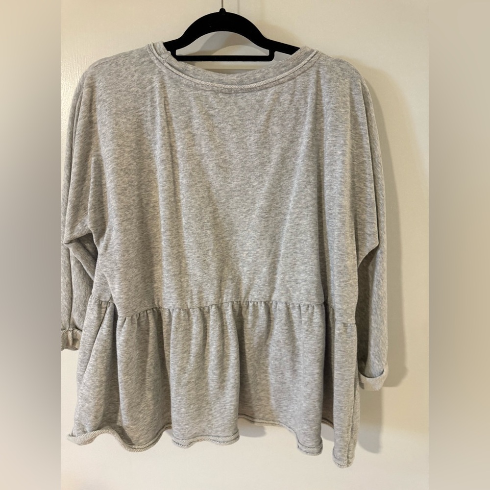 Heather Gray Women's Peplum Sweatshirt - Picture 2 of 4